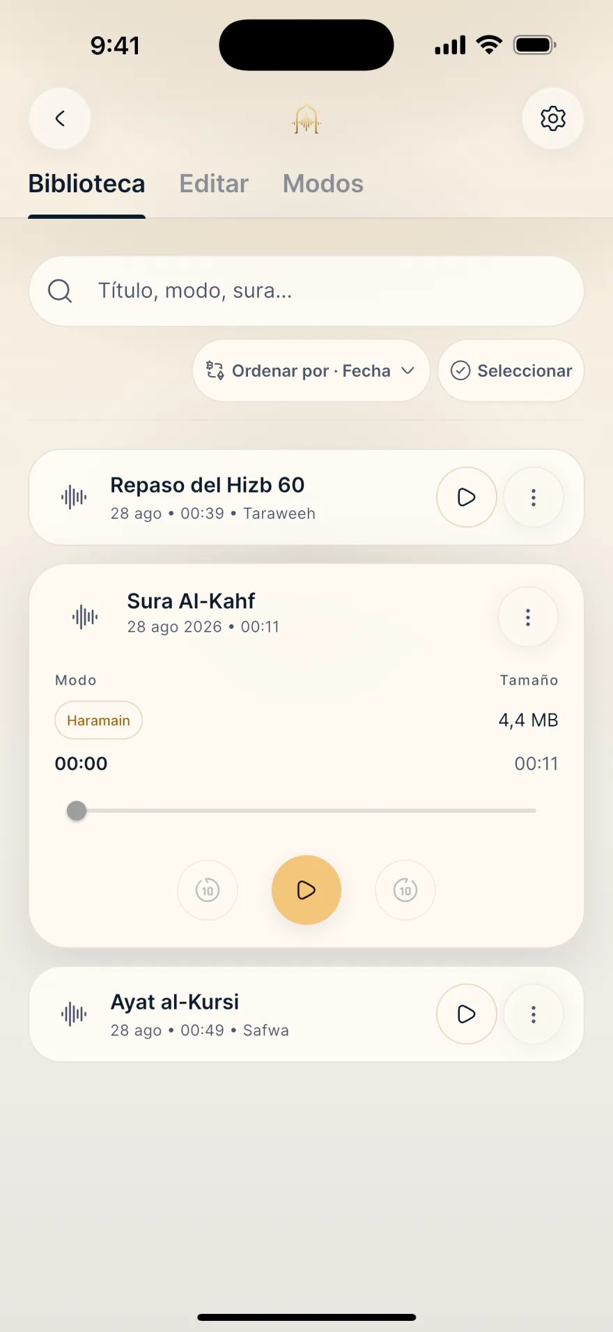 Graba y conserva · Mubayyen
