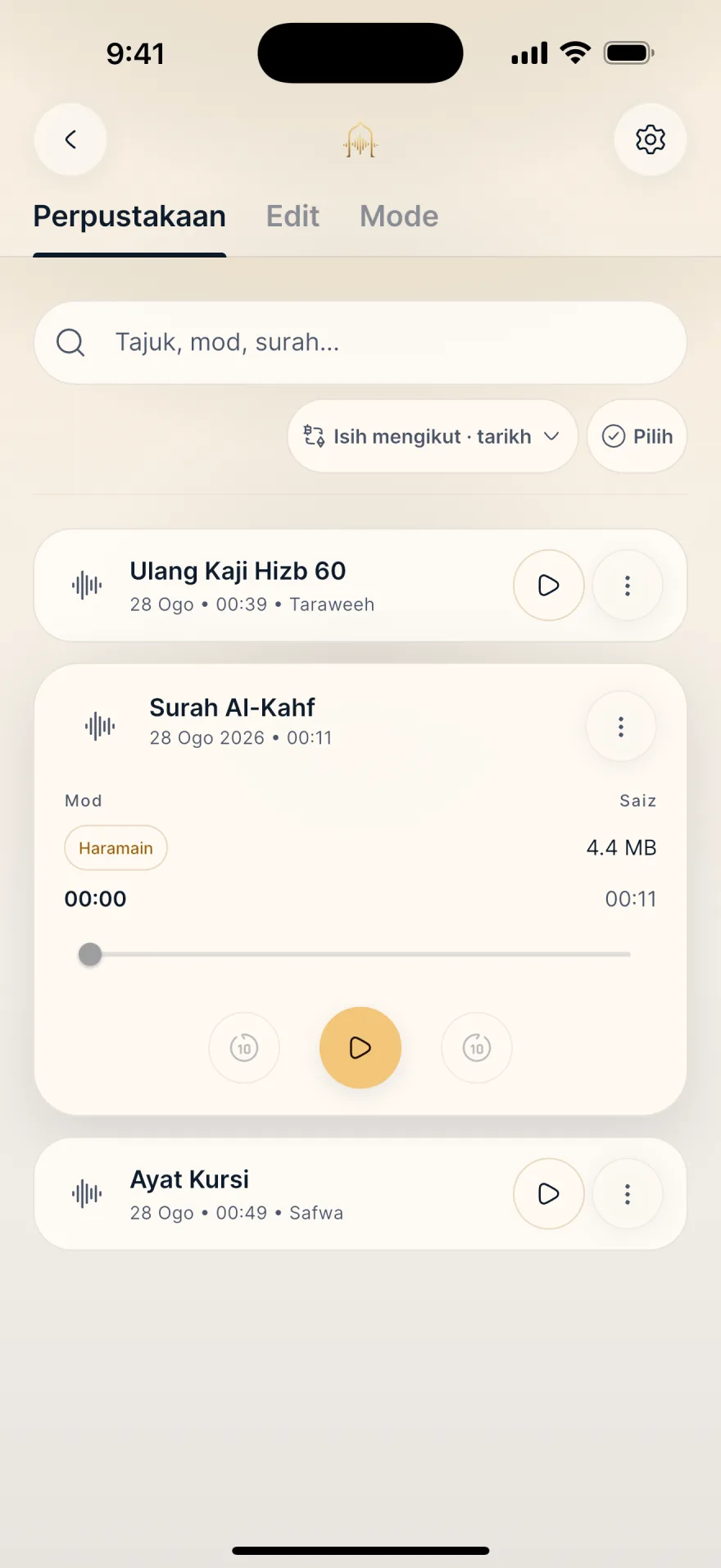 Rakam dan simpan · Mubayyen