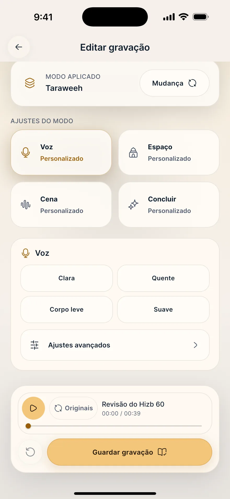 8 Modos com reverberação, eco e espaços acústicos diferentes. · Mubayyen